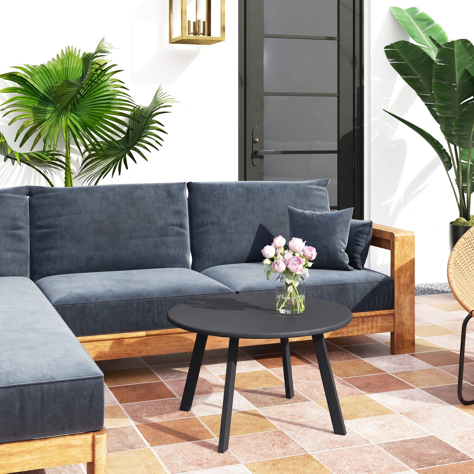 70cm Round Coffee Table W/ Non-slip Foot Pads