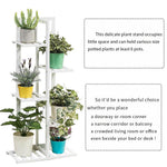 5 Tier Wooden Plant Stand Tall Plant Display Shelving Unit Indoor Outdoor Flower Rack 103cm Height | White