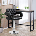 Adjustable Height Barstool Steel Pole Pu Leather | Black