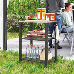 3-shelf Outdoor Grill Cart, Outdoor Kitchen W/ Steel Top