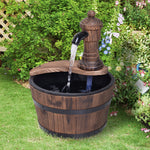 Barrel Patio Water Fountain With Electric Pump, Garden Decor