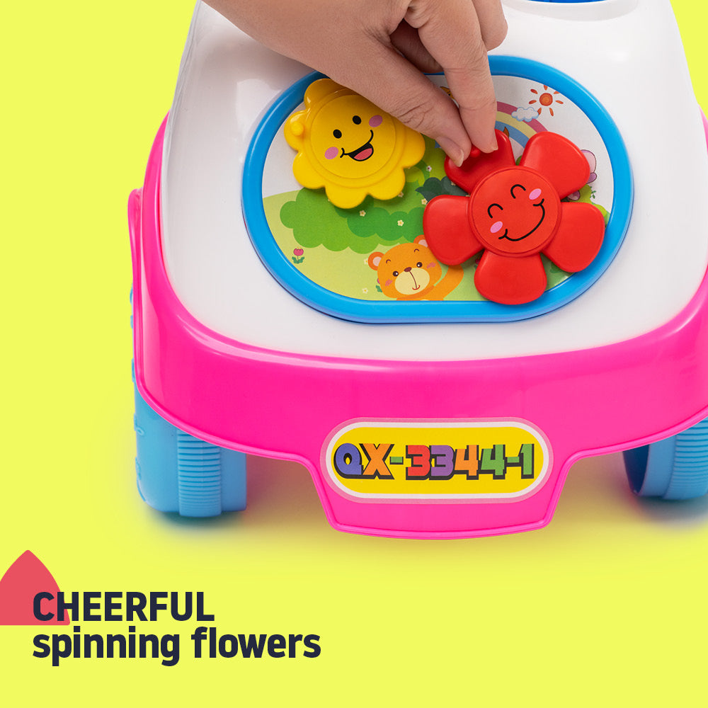 Baby Ride On Push Along Car With Steering Wheel And Horn | Pink