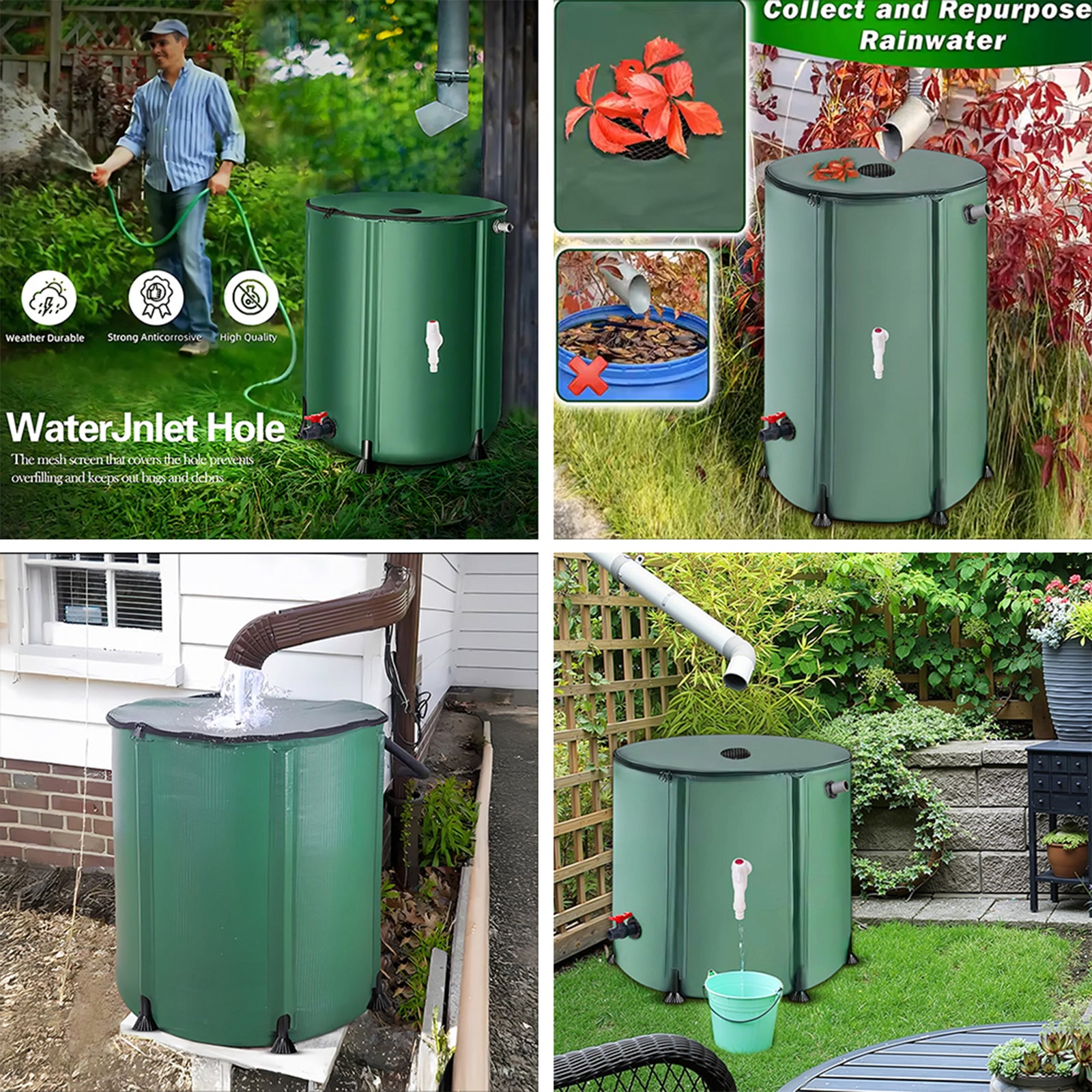 Collapsible Rain Barrel With Filter | Small