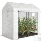 Outsunny Walk-in Greenhouse, Green House With Mesh Windows, White