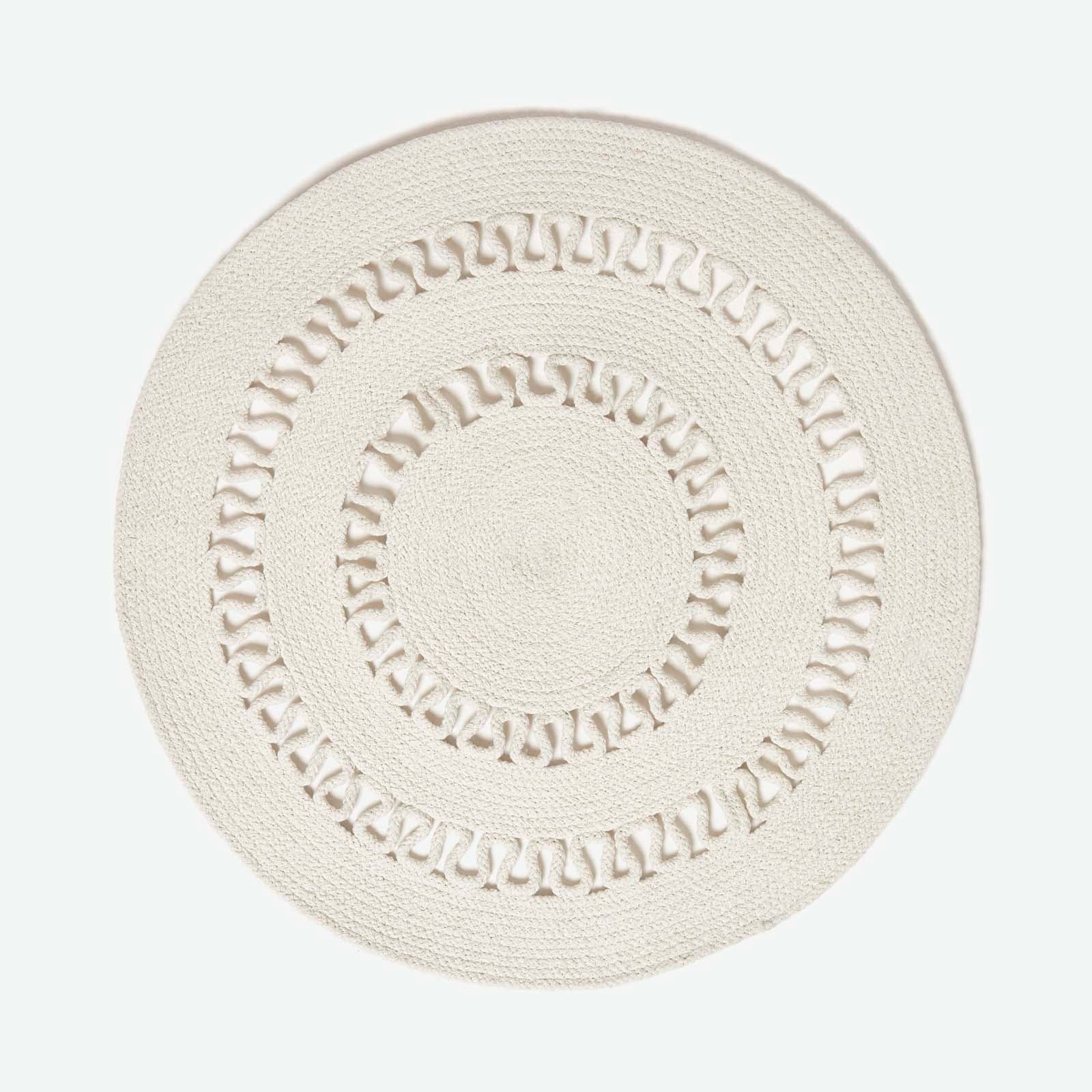 Crochet Braided Round Rug | 70cm x 70cm | Natural