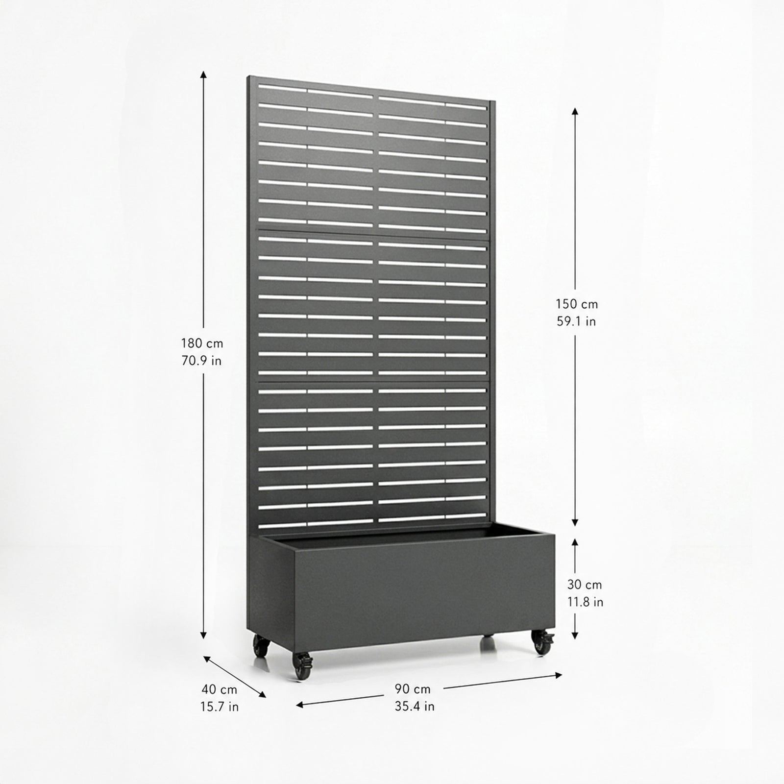 Metal Privacy Screen With Plant Pot - Slat | Anthracite Grey
