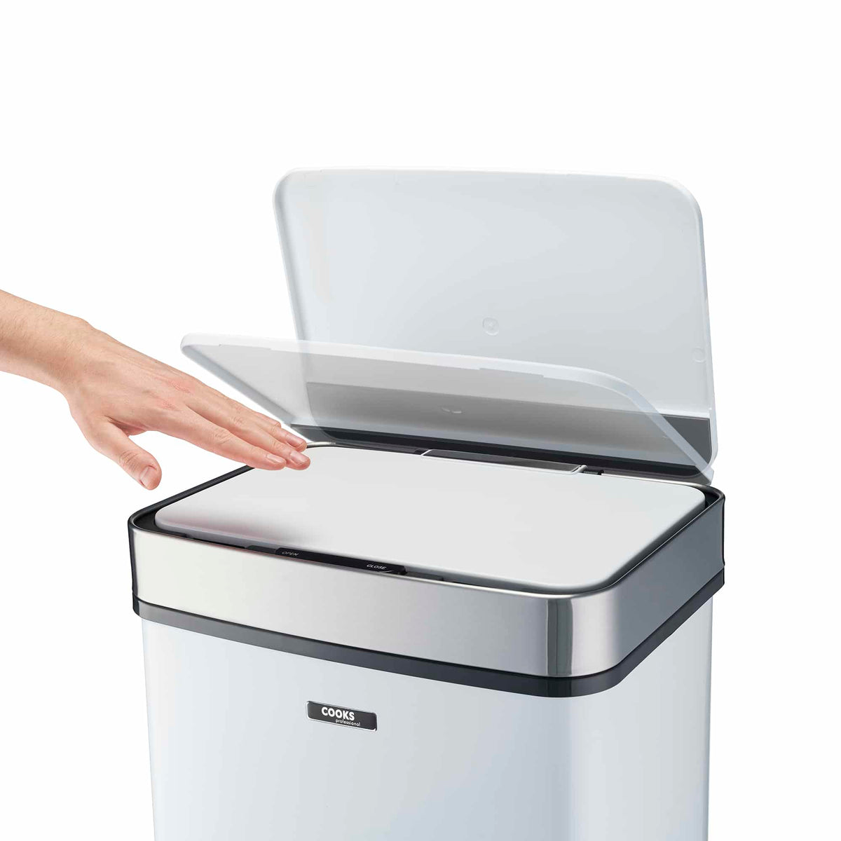 75l Sensor Recycling Bin With Food Caddy | 75L | White & Silver