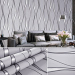 Modern Geometric Wavy Striped Fabric Wallpaper