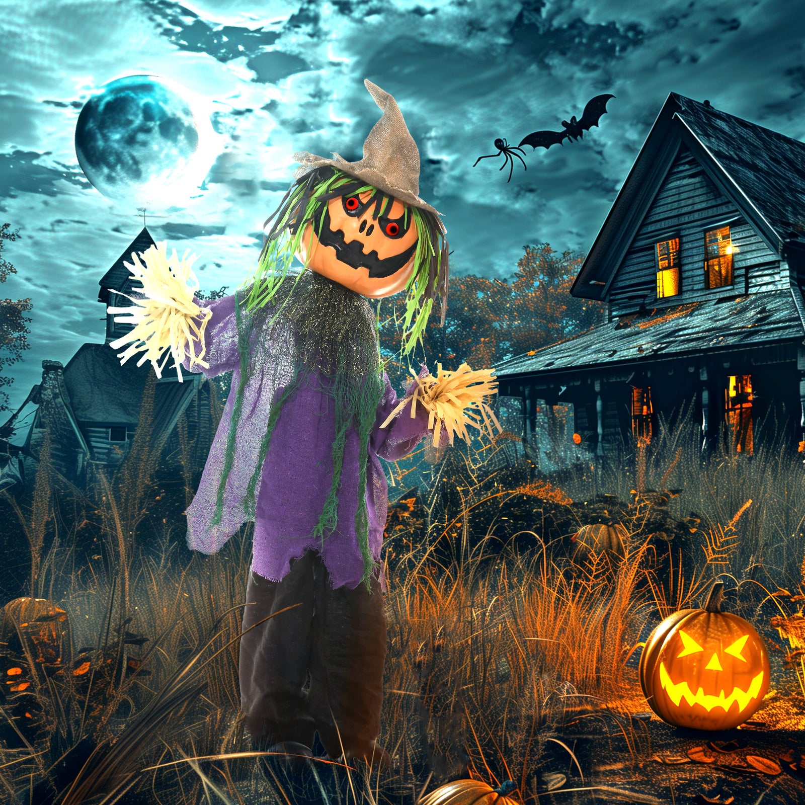 Pumpkin Halloween Animatronic Prop For Indoor Outdoor Decoration