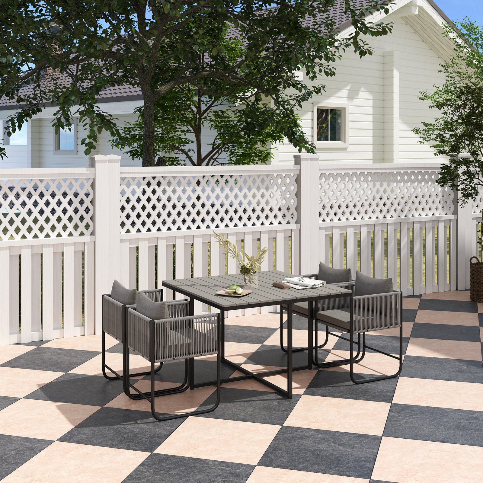 Rattan Dining Set, Rattan Cube Dining Sets Space-saving