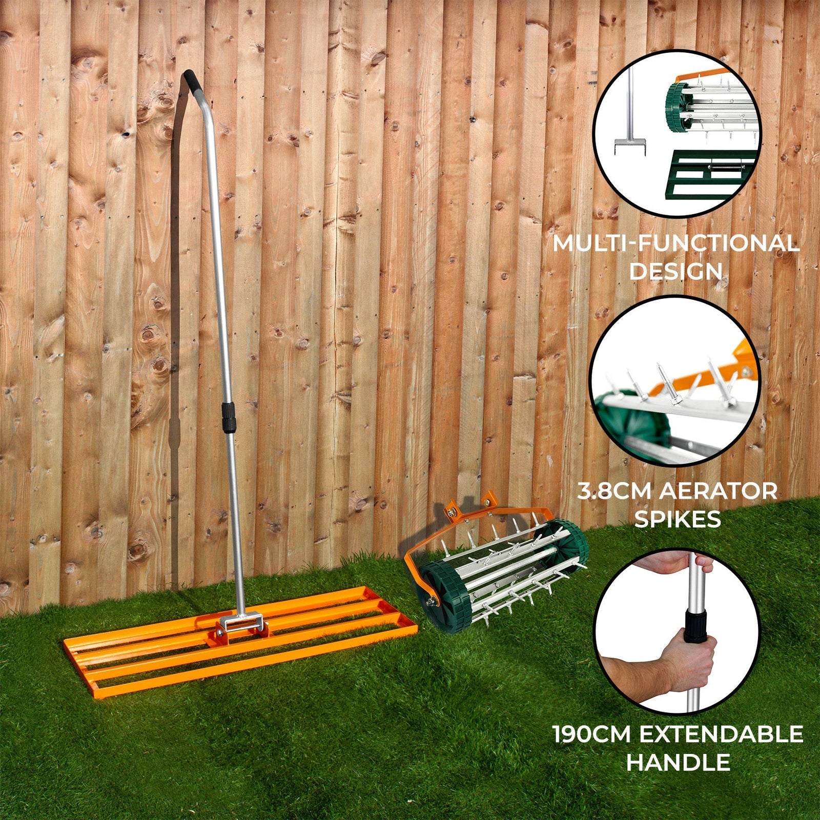 100cm Lawn Leveller & Aerator | Orange