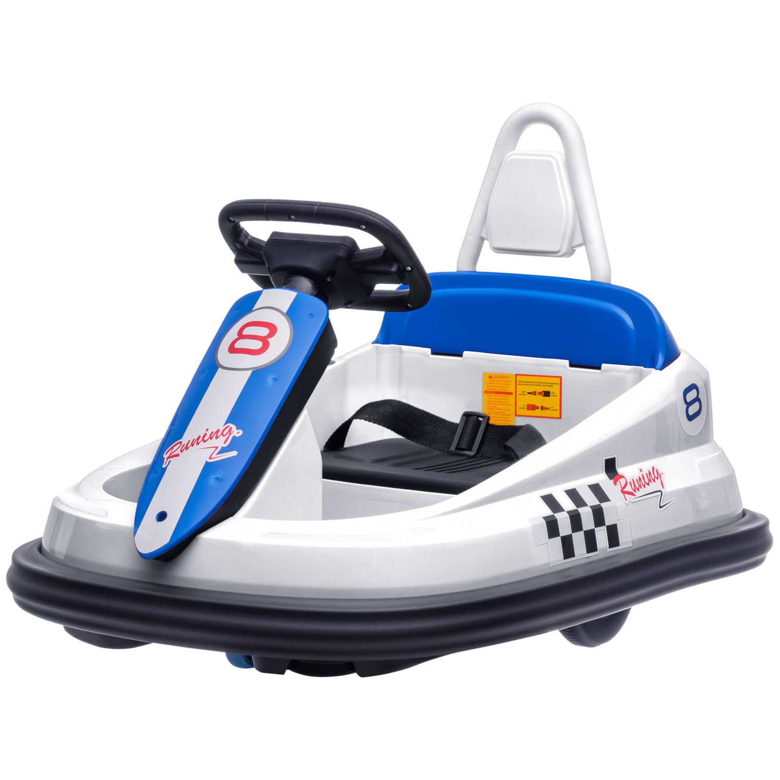 6v Kids Bumper Car, 360° Rotation Waltz Car W/ 2 Speeds | White