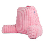 Deluxe Large Reading Pillow, Soft Ribbed Faux Fur, Shredded Memory Foam Cuddle Cuddle Cushion Backrest Arm Support | L | Pink