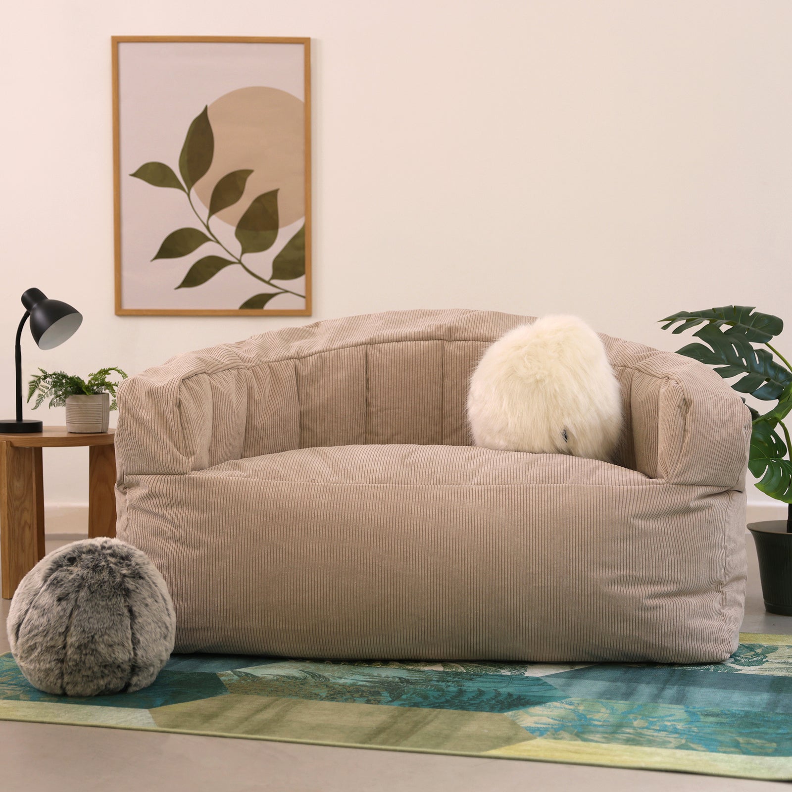 Round Faux Fur Ball Cushions Set Of 2