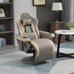 Manual Recliner Armchair Pu Sofa Chair With Footrest | One Size | Gray