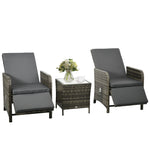 3 Pieces Rattan Bistro Set W/ Adjustable Backrest | Dark Gray