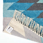 Helsinki Handwoven Geometric Blue Grey And Cream Kilim Wool Rug | 120cm x 180cm | Blue & Grey