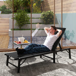 Folding Sun Lounger, 5-position Adjustable Sunbed | Black