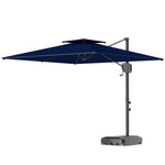 Garden Cantilever Parasol W/ Weighted Base Tilt Crank | Blue