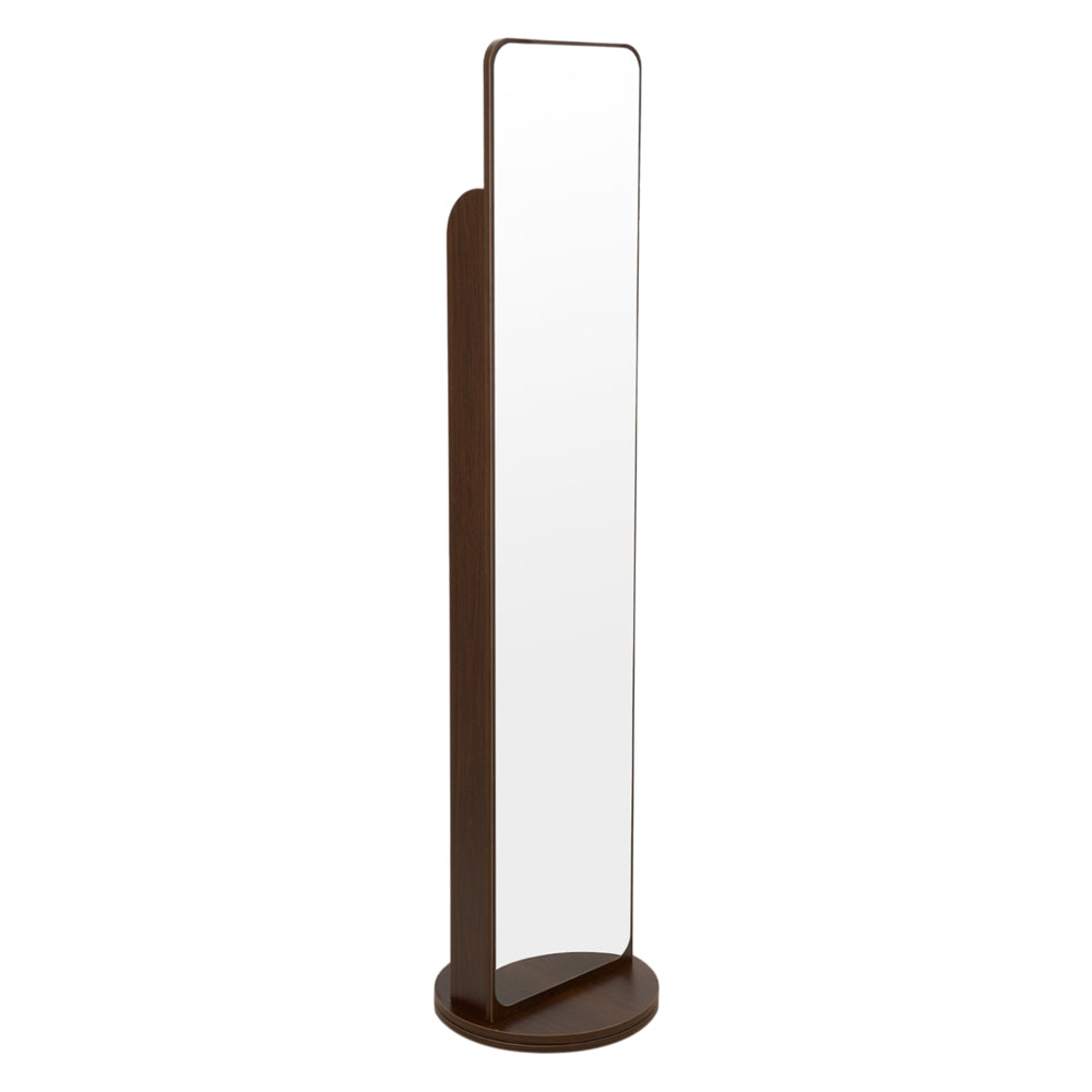 Rotating Full-length Mirror With Magazine Rack,standing Square Mirror | Walnut