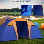Large Camping Tent W/ 2 Bedroom, Living Area, Awning For 4-6