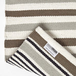 Modern Blue Scandinavian Style Striped Cotton Rug | 60cm x 100cm | Black & Grey
