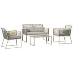 4 Pcs Patio Round Pe Rattan Sofa Set