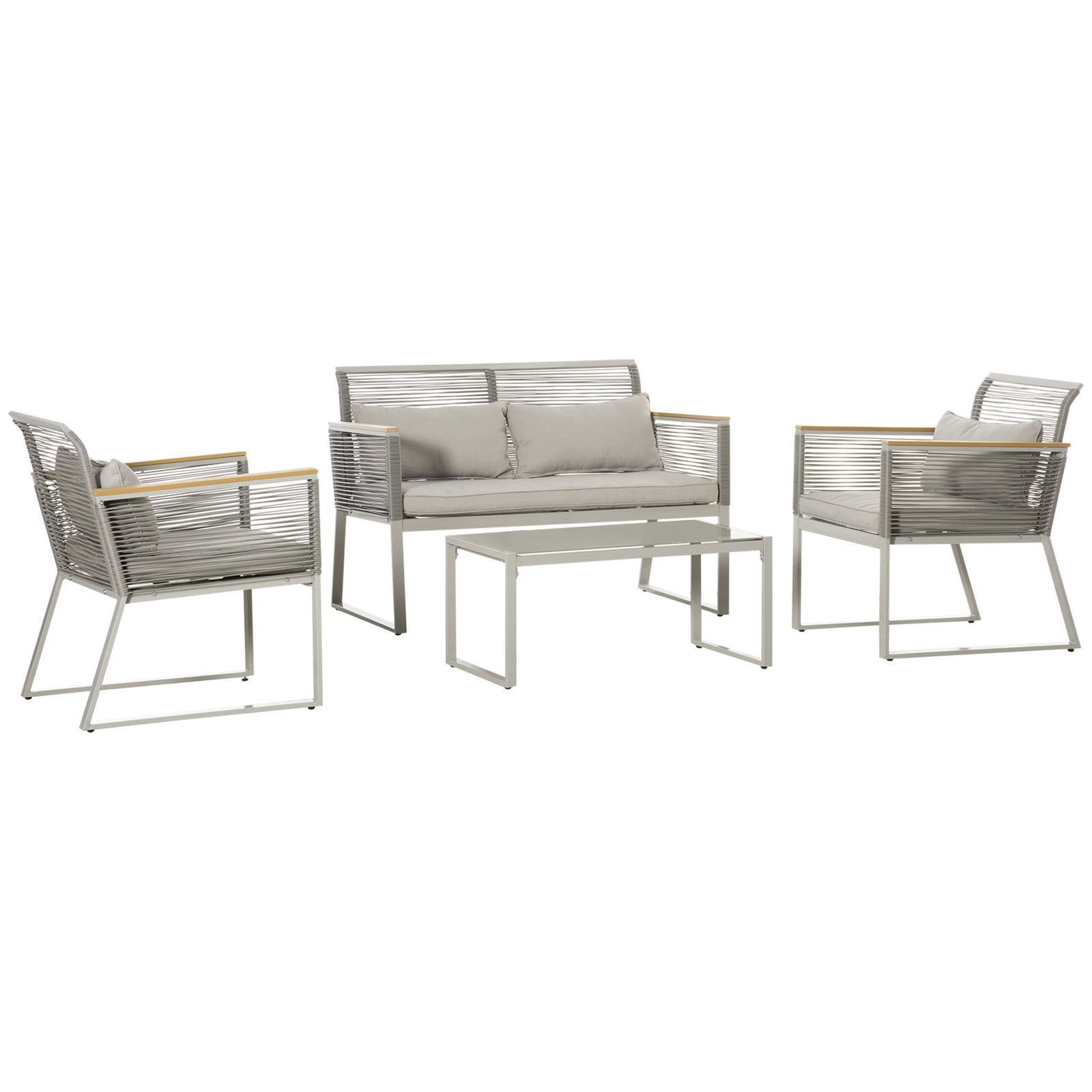 4 Pcs Patio Round Pe Rattan Sofa Set