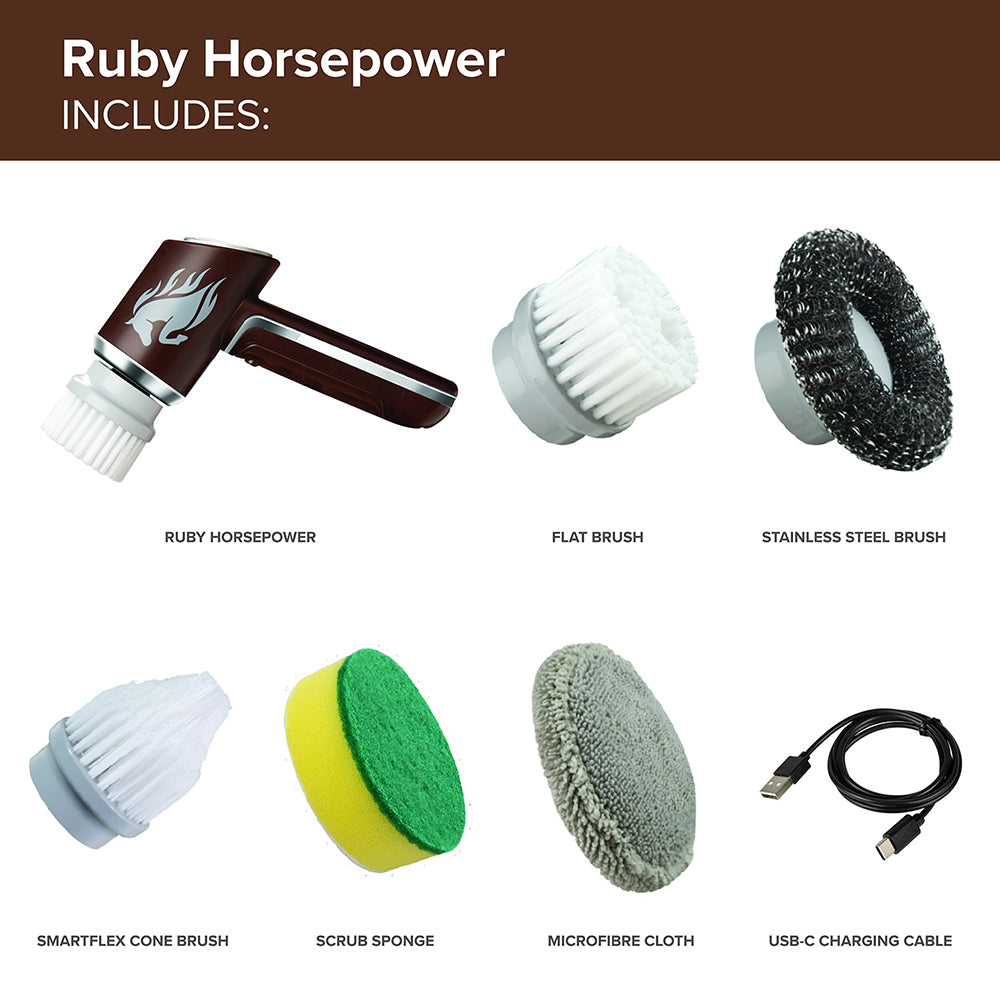 Horsepower Handheld Portable Rechargeable Power Scrubber | Brown