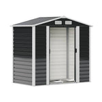 4 x 7ft Outdoor Metal Storage Shed with Foundation Base, Double Sliding Doors, 4 Ventilation Vents, Weatherproof Garden Tool Shed