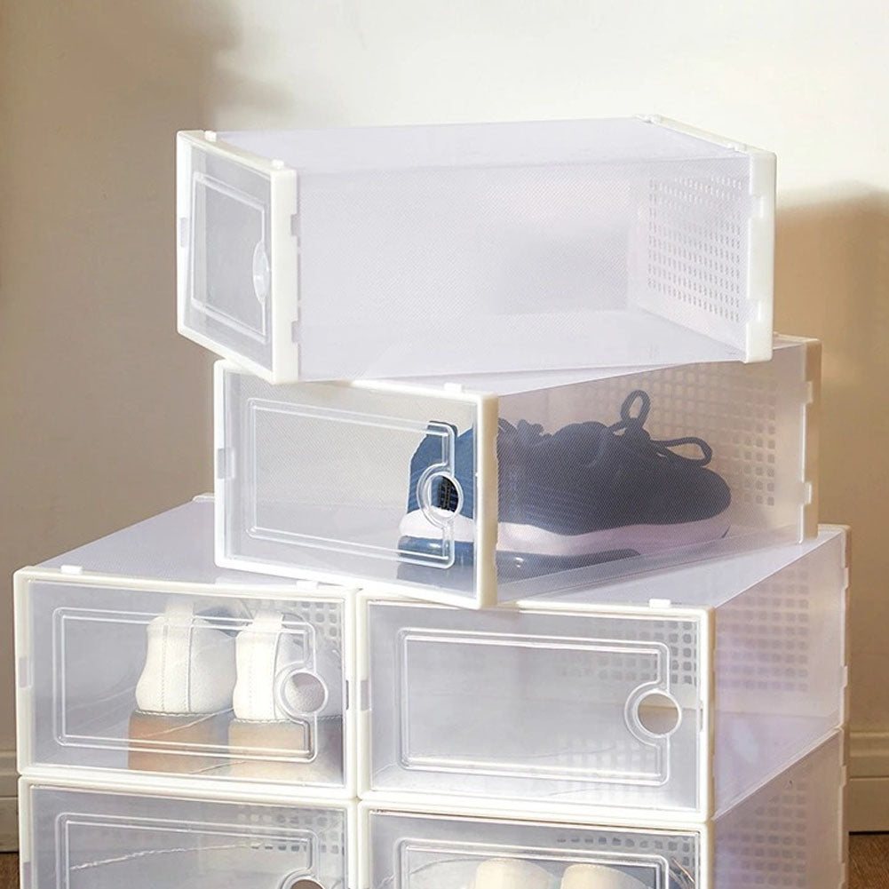 12x Stackable Shoe Storage Box Organiser White