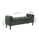 Chenille Fabric Storage Bench – Upholstered Seat With Pillowed Armrests & Hidden Compartment, 126cm W | Green