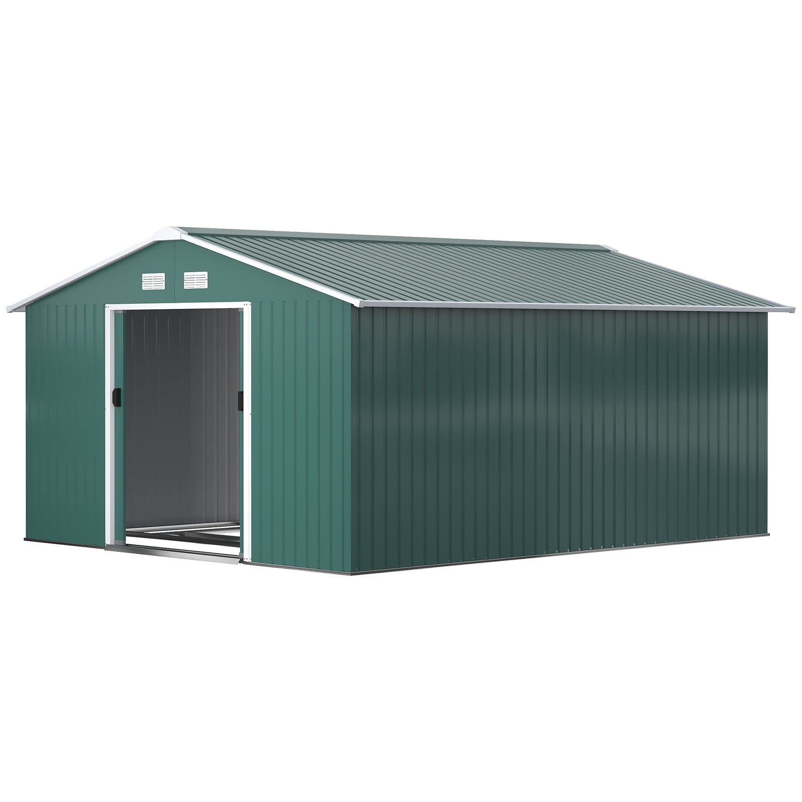 Garden Shed Storage Unit With Locking Door Floor Foundation | Large | Forest Green