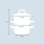3 Tier Stainless-steel Steamer Pan | 24cm | Silver