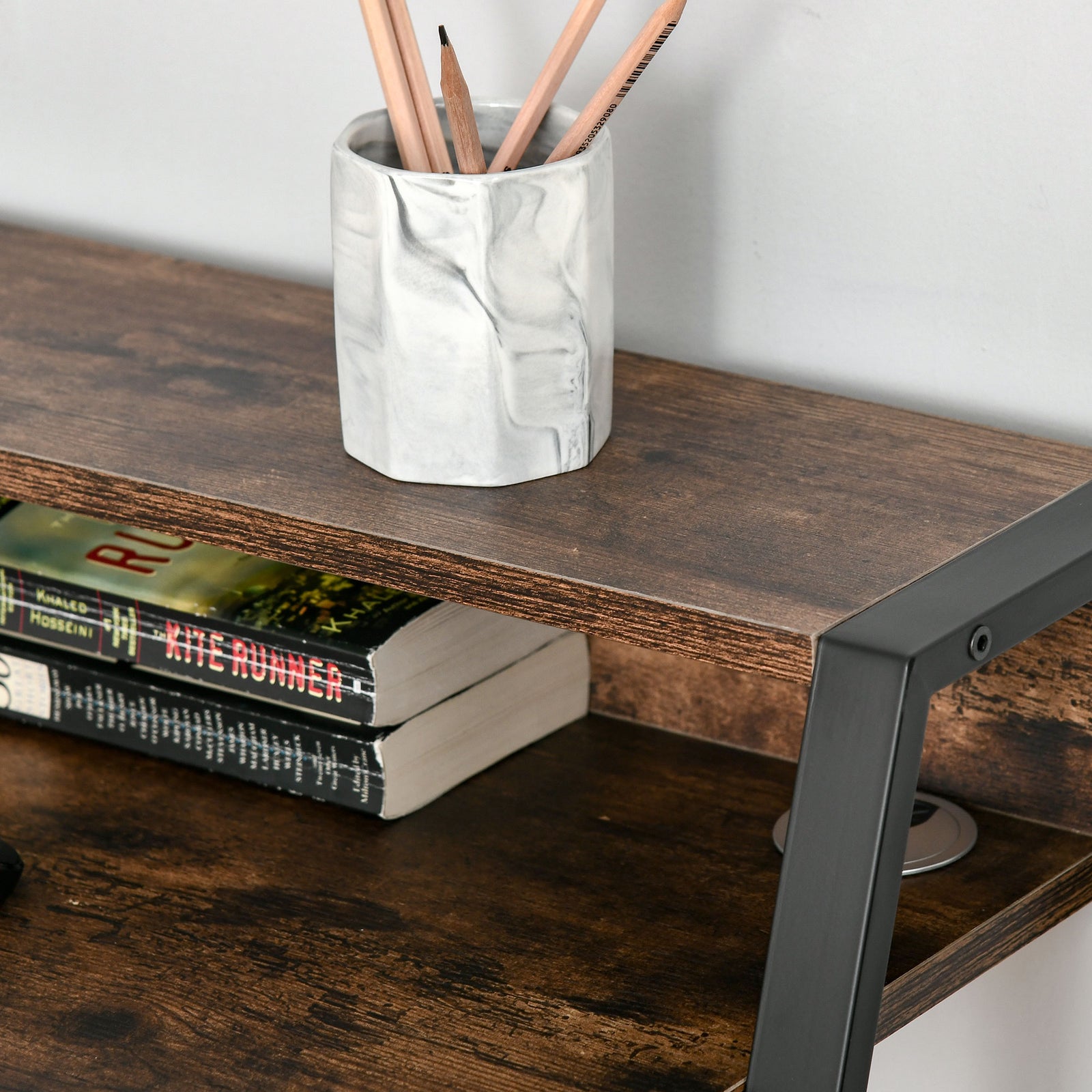 2-tier Workstation Desk With Storage Shelf