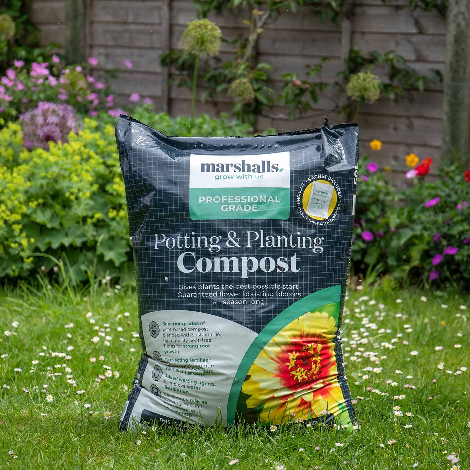 Marshalls Garden Potting & Planting Compost 50l — Peat-reduced (60%) With 6-month Feed - 2 x 50l