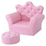 2 Pcs Kids Sofa And Ottoman Child Size Armchair For Girls Age 3-7 Pink