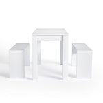 Modern Dining Room Table And Benches Set 3 Piece | White