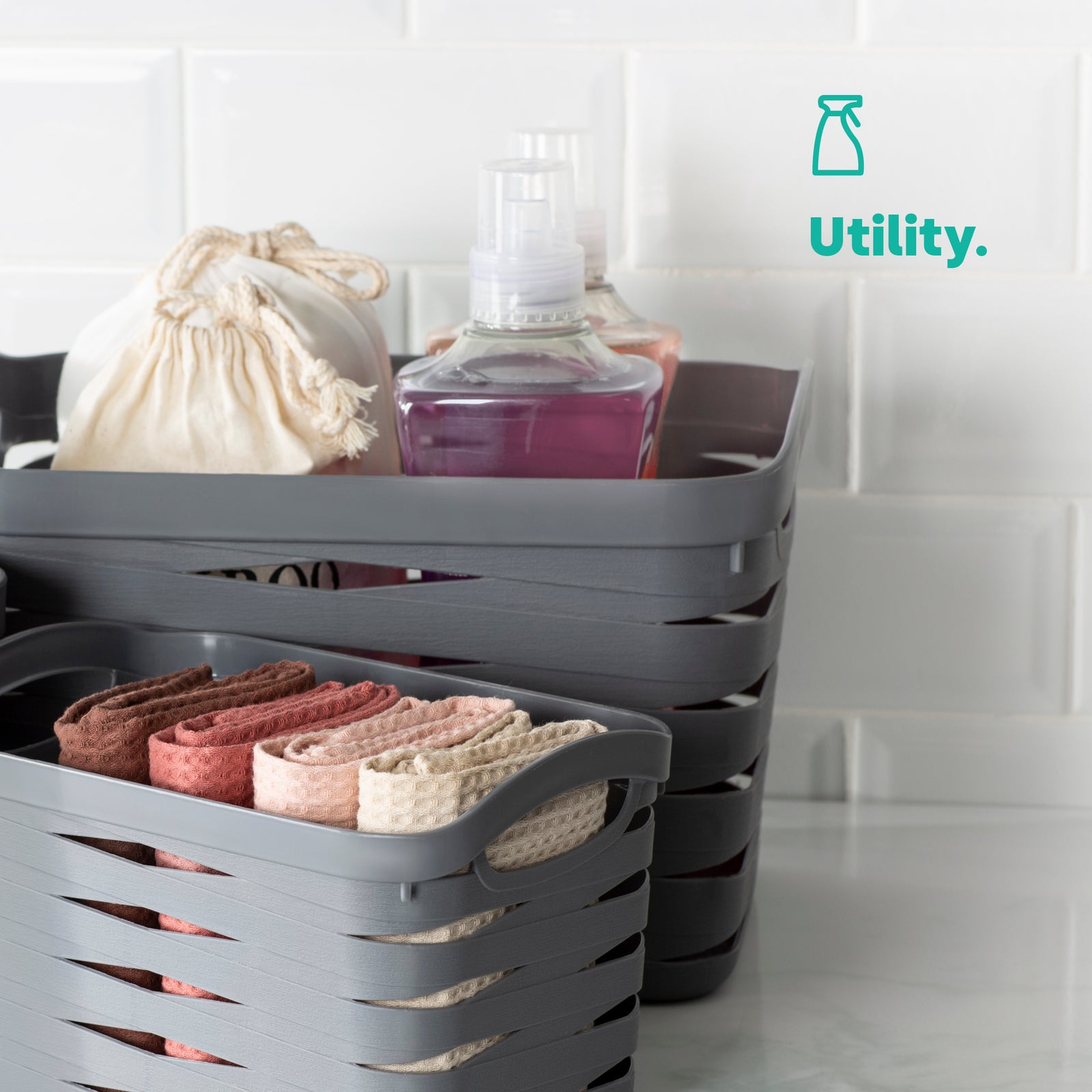 Kaari Grey Woven Basket - 22l