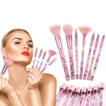 Cosmic Makeup Brush Set 7pc Liquid Glitter Handle Beauty Tool Kit Pink