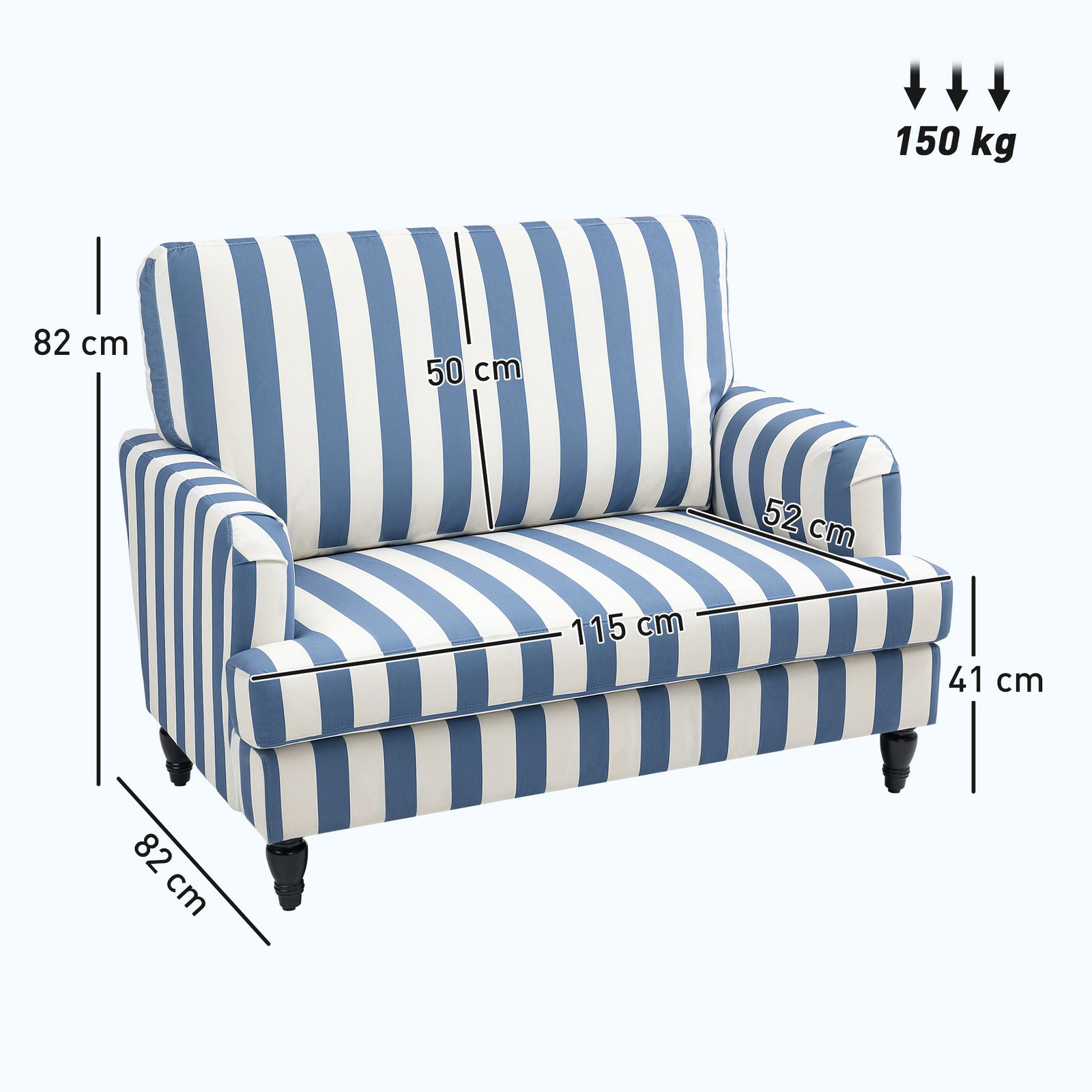 Cuddle Chair With Stripe, Armchair For Living Room | Blue