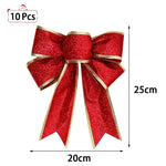 10pcs Christmas Bows Ribbon Bowknot Christmas Tree Ornaments | Red