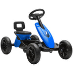 Pedal Go-kart For Kids With Silent Eva Wheels, Metal Frame | Blue