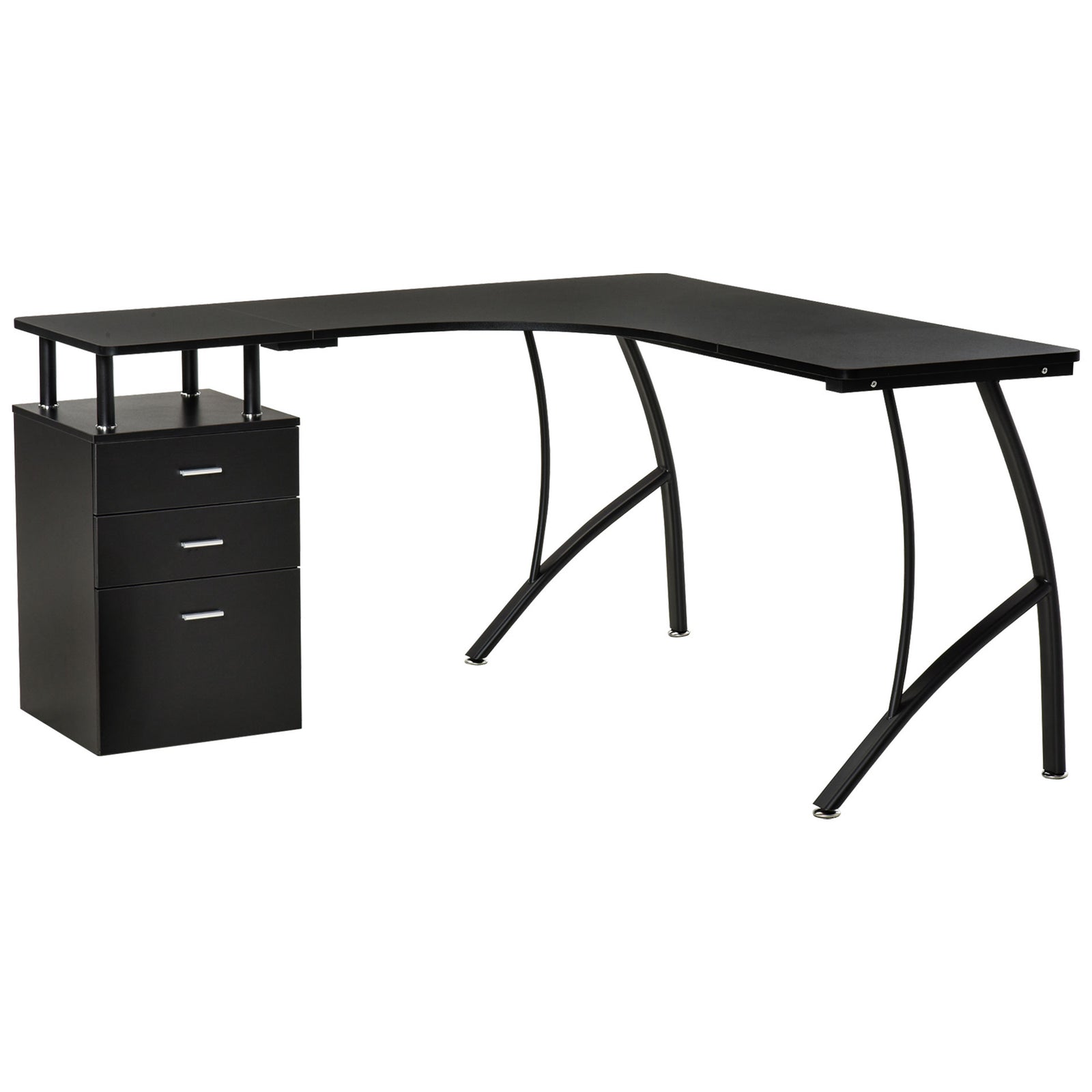 L-shaped Corner Pc Desk Table W/ Drawer Home Office | Black