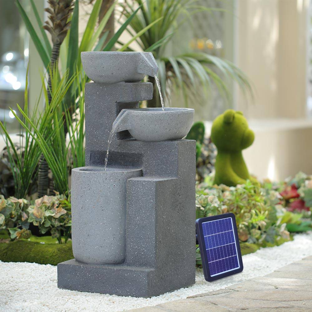 Outdoor Water Fountain Rockery Decor Solar Powered