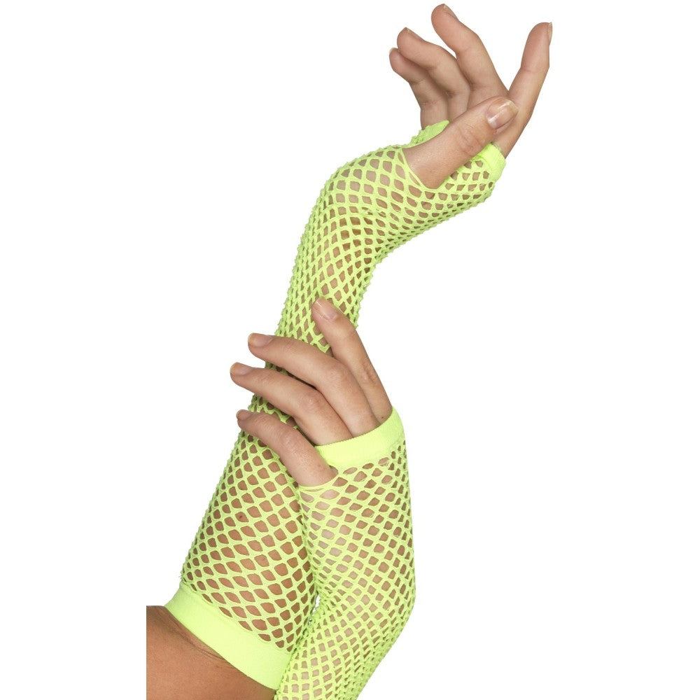 Fishnet Gloves, Long | Neon Green