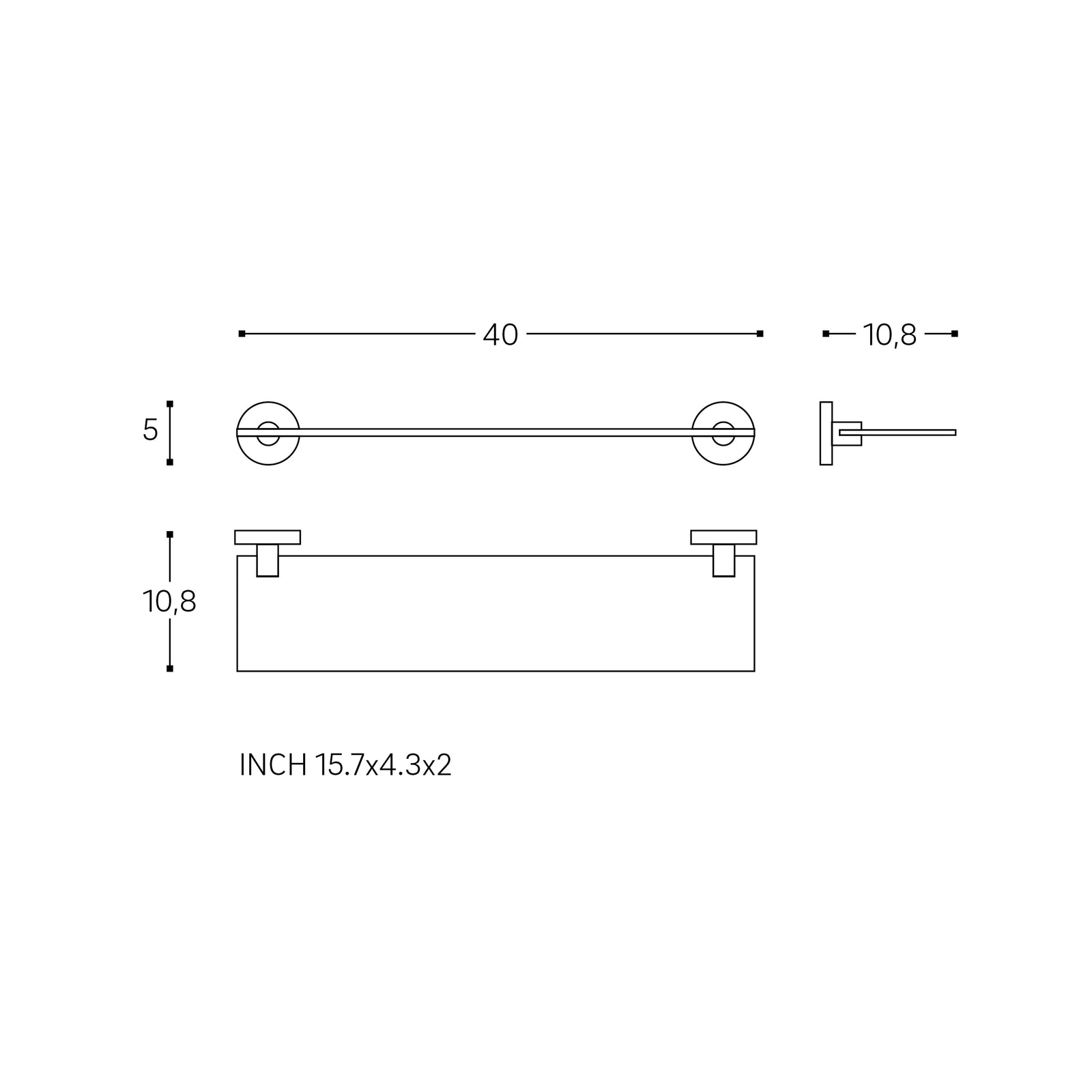 Bathroom Shelf, Bathroom Organizer, Glass, Matt Black, Start Collection