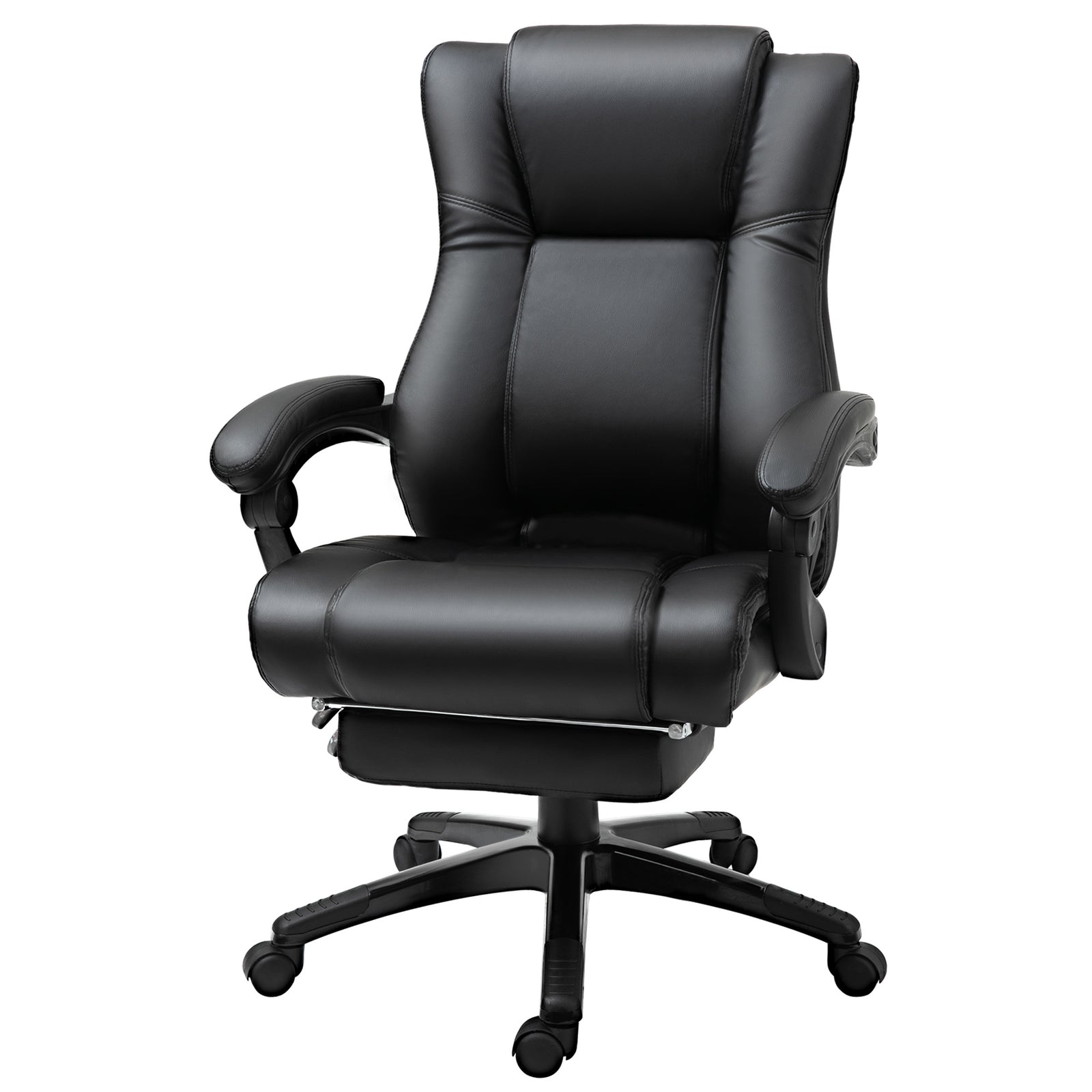 Pu Leather Office Chair W/ Foot Rest | Black