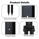 Fence Post Repair Stakes Kit Powder-coated Metal Garden Fence Support | Black