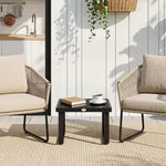 Garden Coffee Table Outdoor Side Table With Glass Top | Small | Black